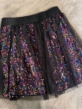 Epic Threads Black Tulle Skirt with Iridescent Sequins